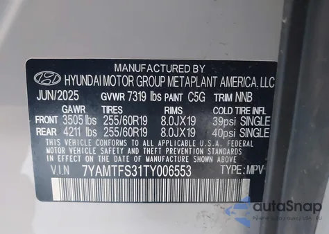 2026 Hyundai Ioniq 9 Se from USA, damaged, VIN 7YAMTFS31TY006553